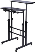 Black Adjustable Mobile Standing Desk V7806