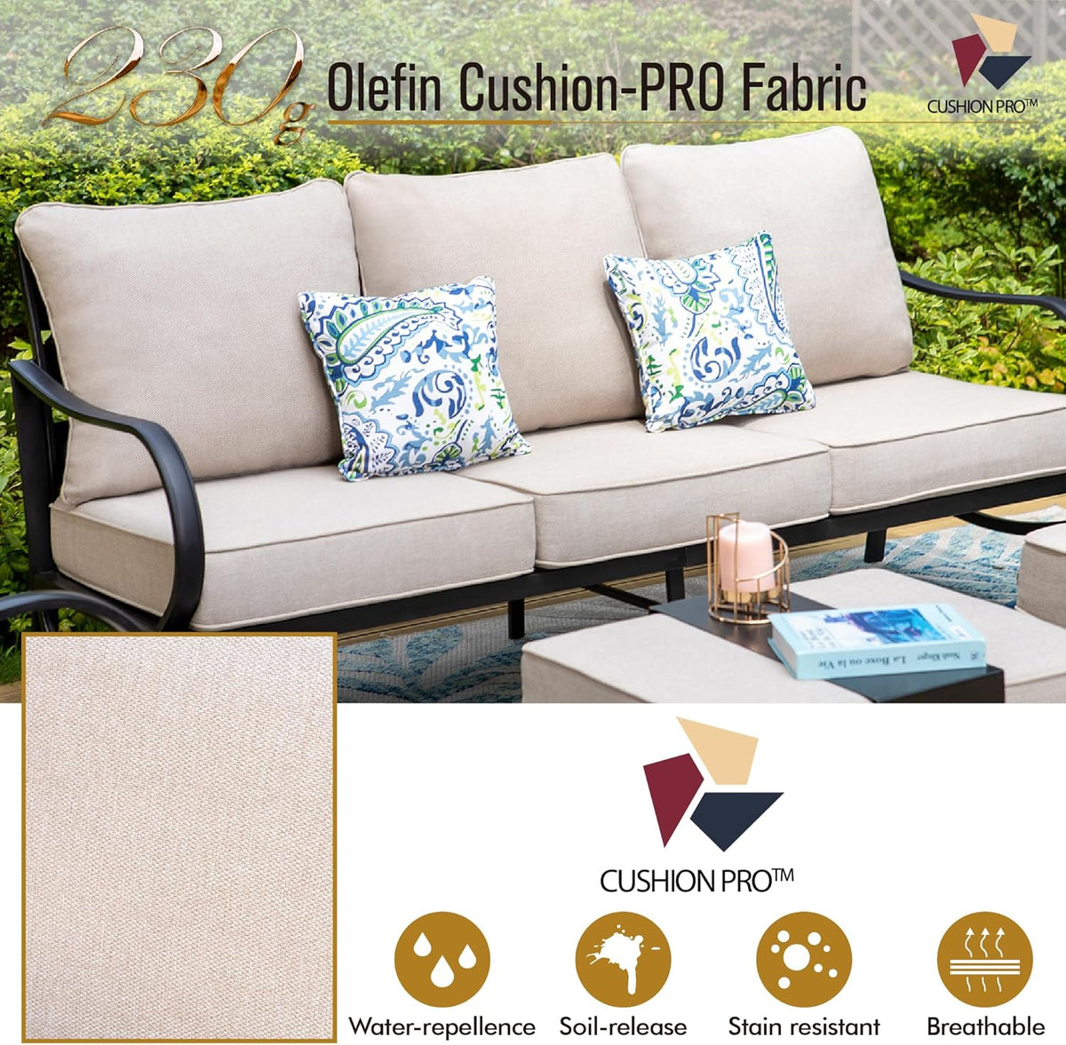 Patio Furniture Chair Set for 2 with 2 Swivel Padded Sofa Chair N781719