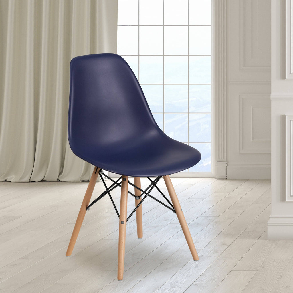 Gray Plastic Chair with Wood Base O81903