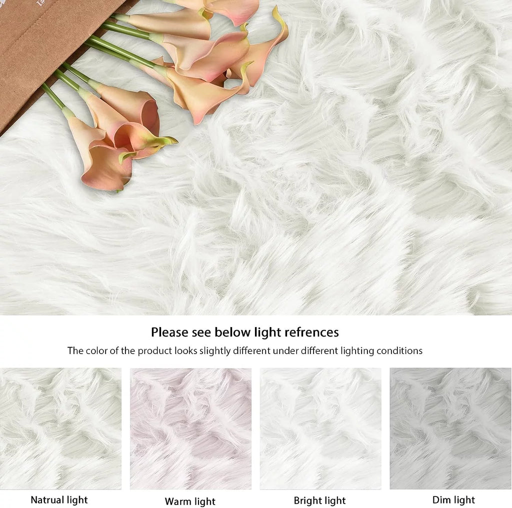 White 4x6 Ft Faux Sheepskin Fluffy Shaggy Rug O655