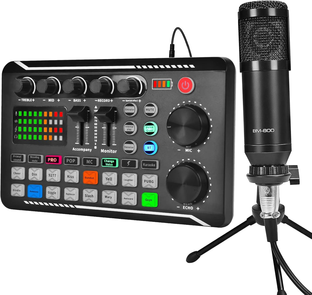Audio Interface with DJ Mixer and Sound Card Microphone D452