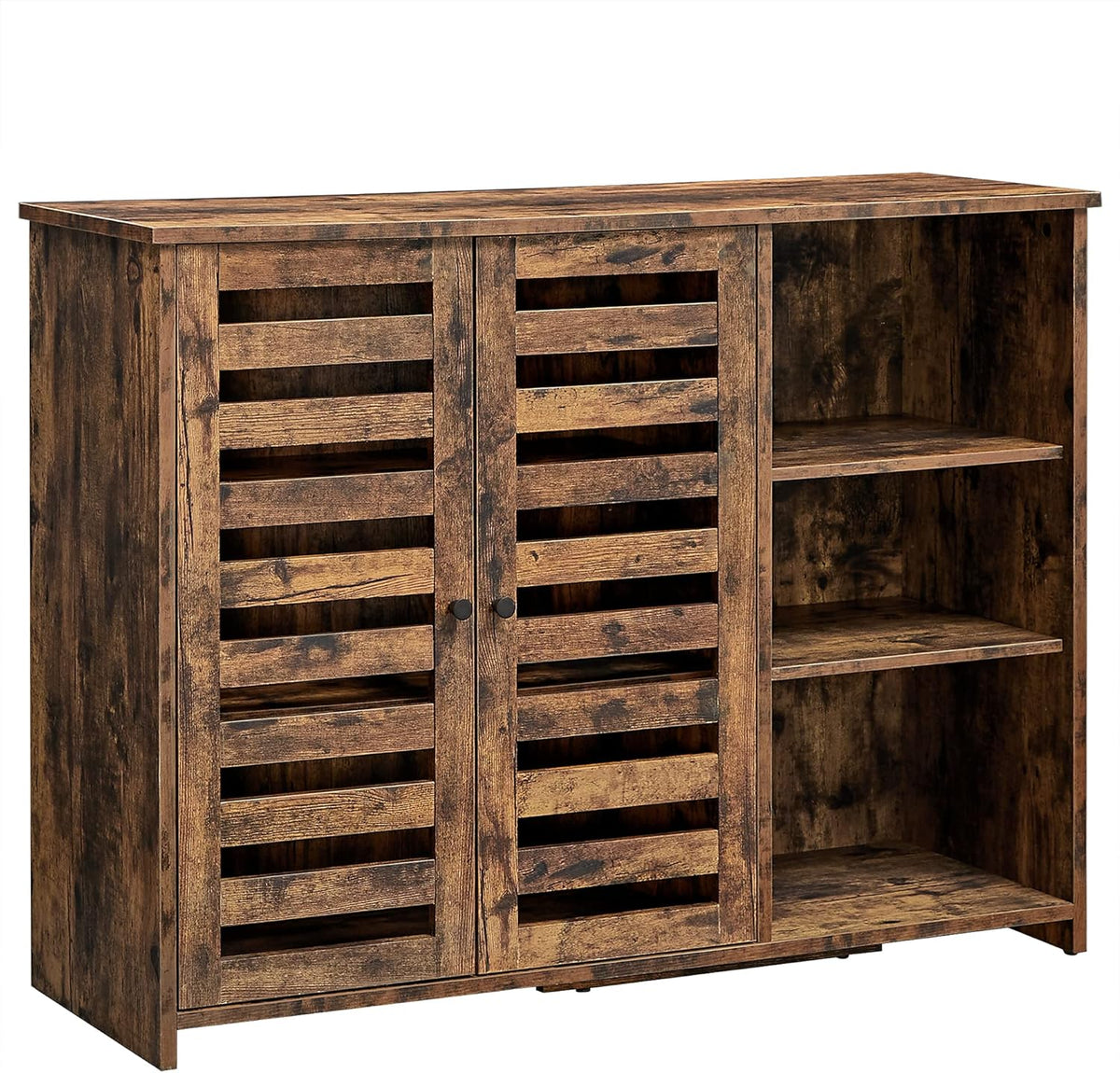 Buffet Cabinet with Louvered Doors and 3 Open Shelves I36986