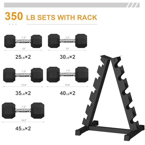Rubber Coated Hex Dumbbell Weight Set With Rack Y7567