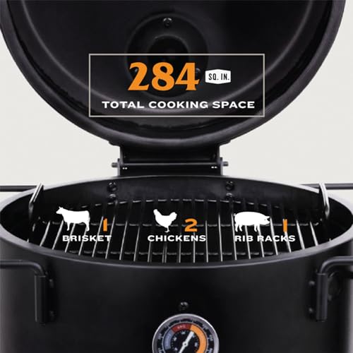 Black Barrel Drum Smoker with Porcelain Coated Steel R1403