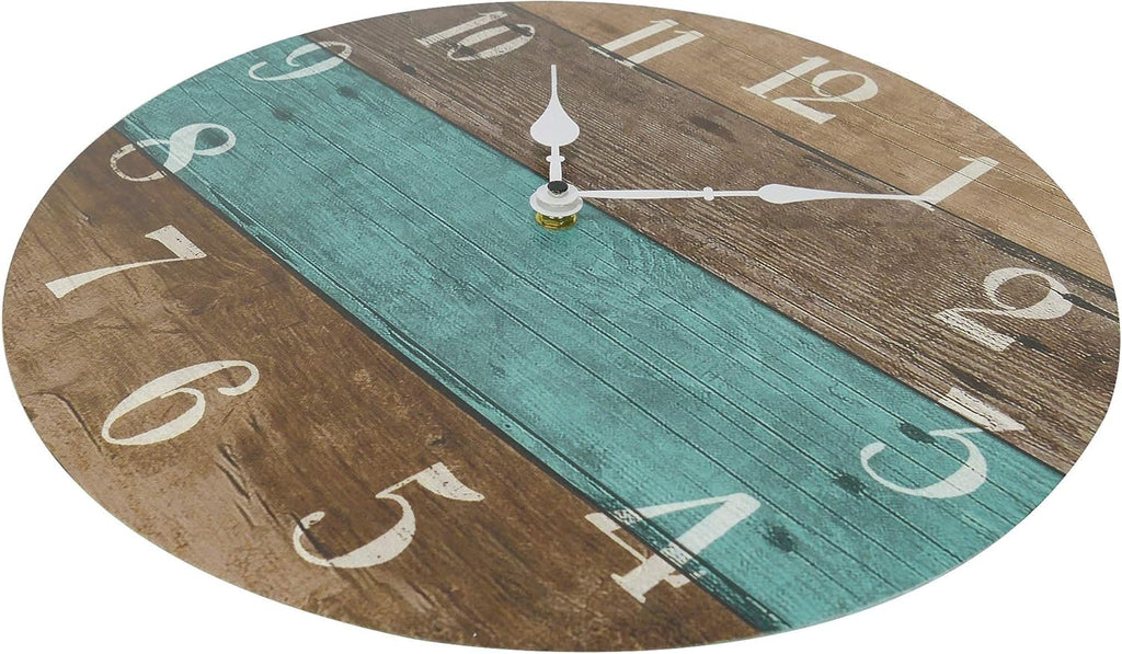 Rustic Coastal Wood Round Wall Clock Z105798