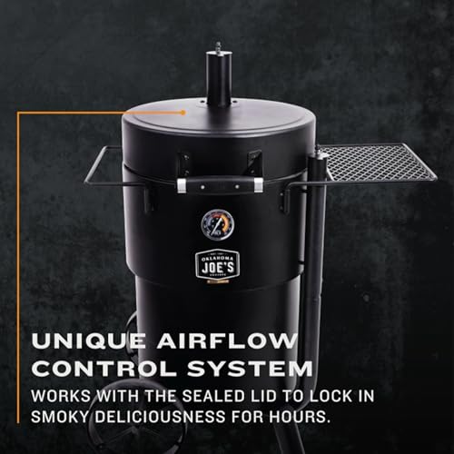 Black Barrel Drum Smoker with Porcelain Coated Steel R1403