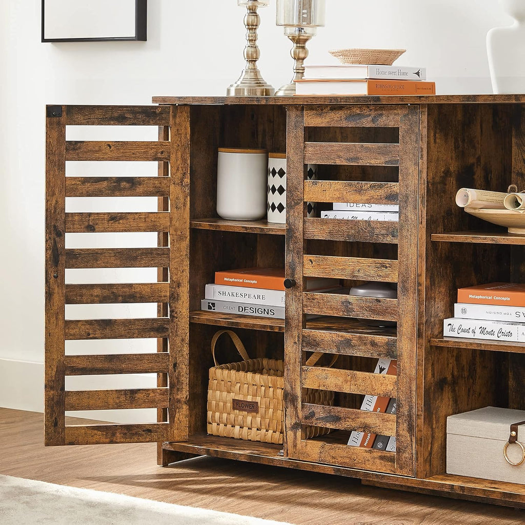 Buffet Cabinet with Louvered Doors and 3 Open Shelves I36986