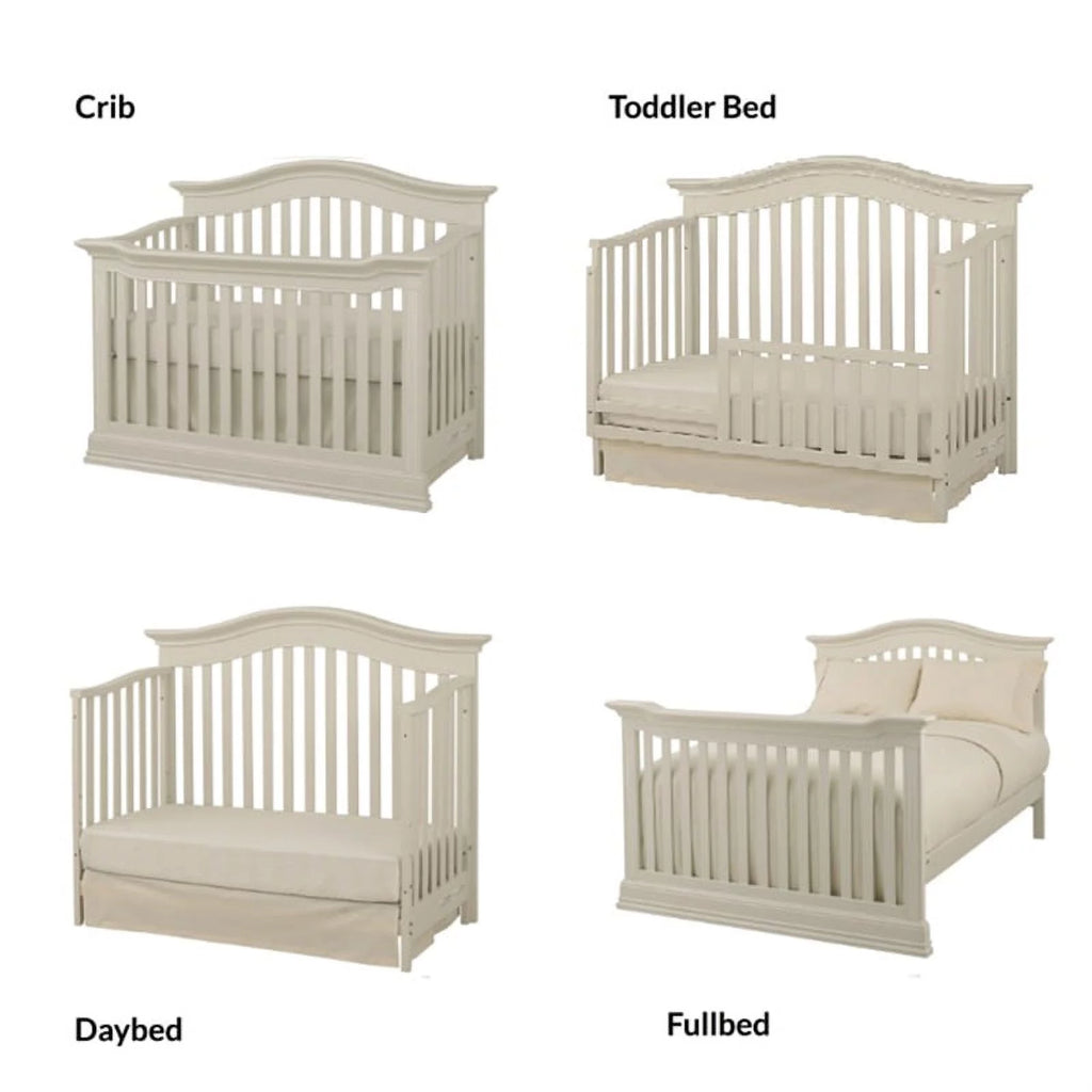 Glazed White 4-in-1 Convertible Wood Crib R9011
