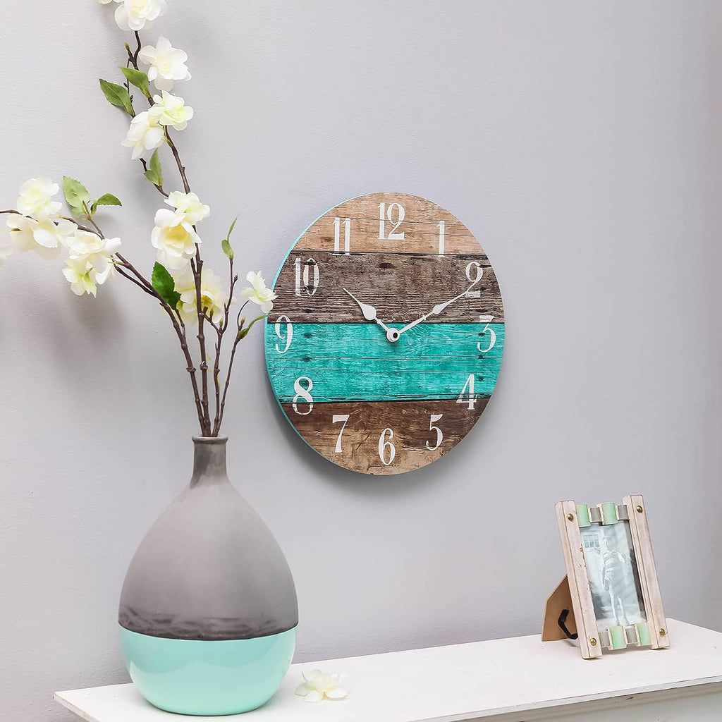 Rustic Coastal Wood Round Wall Clock Z105798
