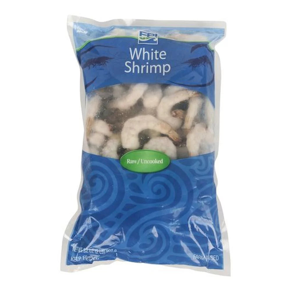 2 Pound IQF Peeled Raw Deveined Tail On White Shrimp A1512