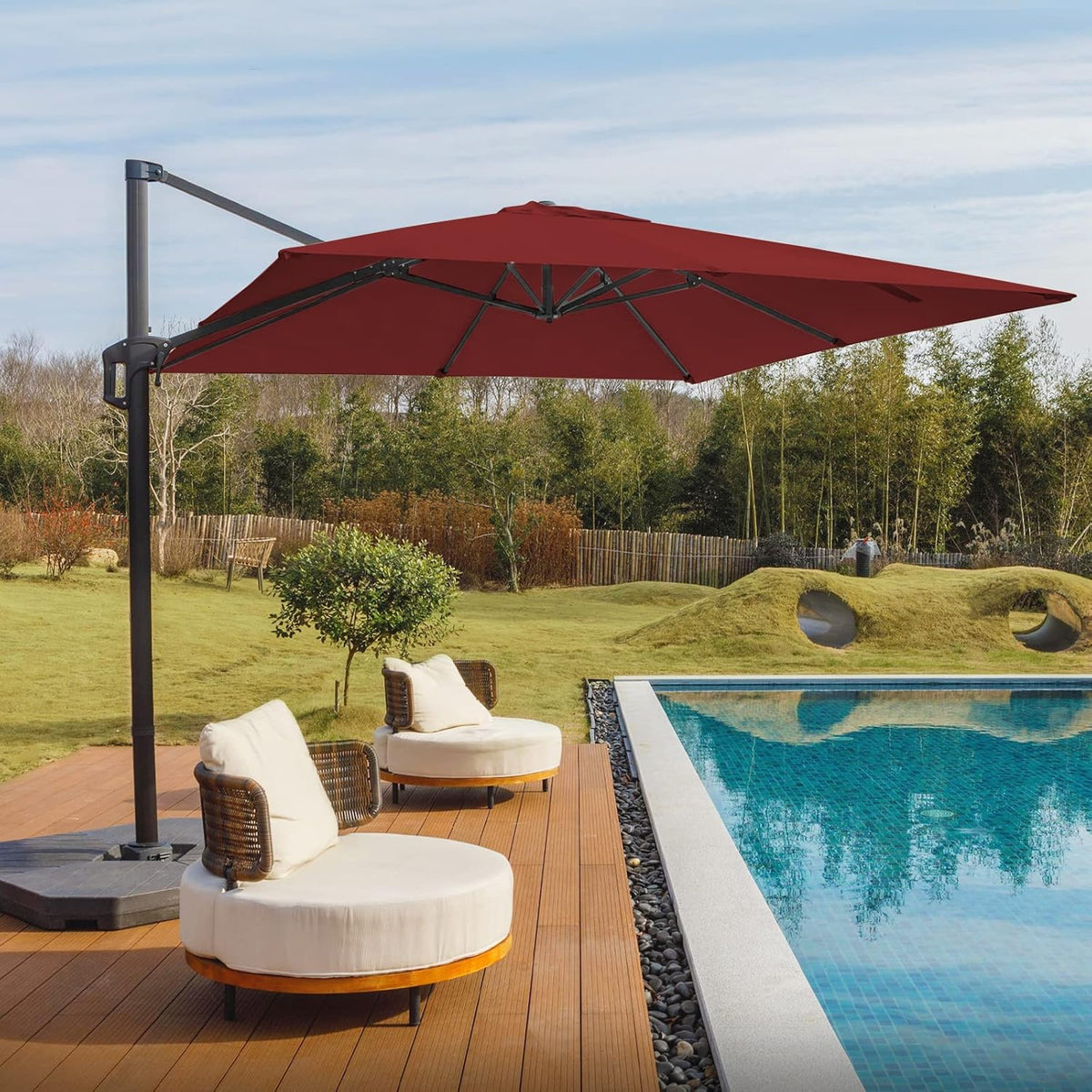 10x10 FT Square Double Top Cantilever Patio Umbrella Z680783