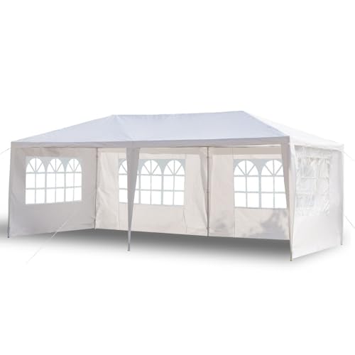 10x30 Waterproof White Canopy Tent with 8 Removable Sidewalls V6122