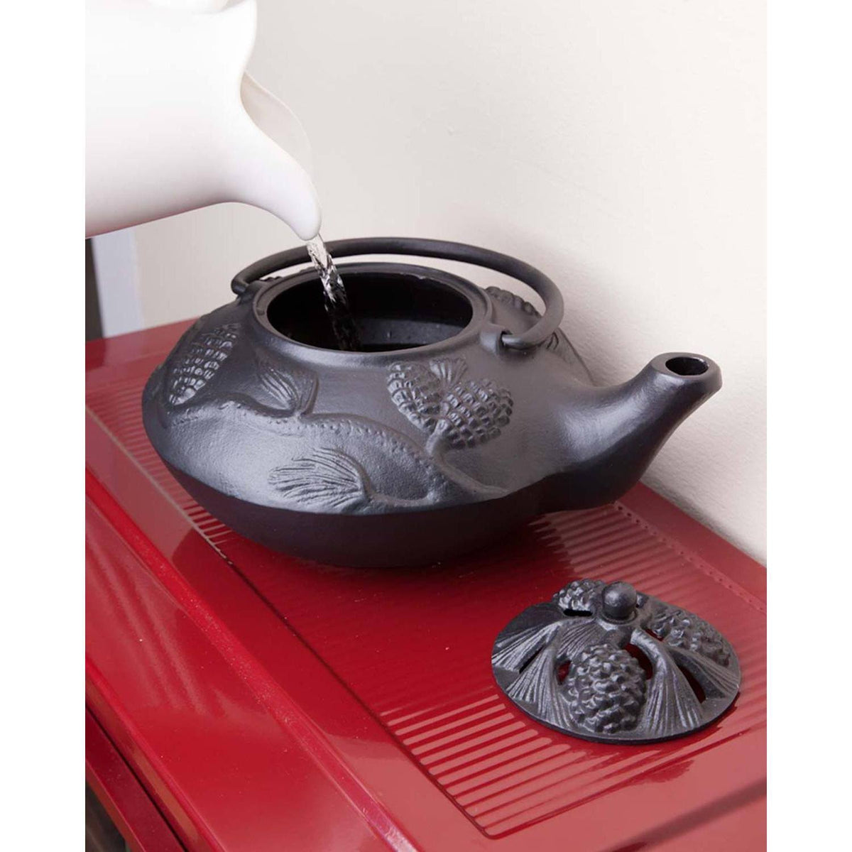 Black Cast Iron Wood Stove Kettle Steamer N13175