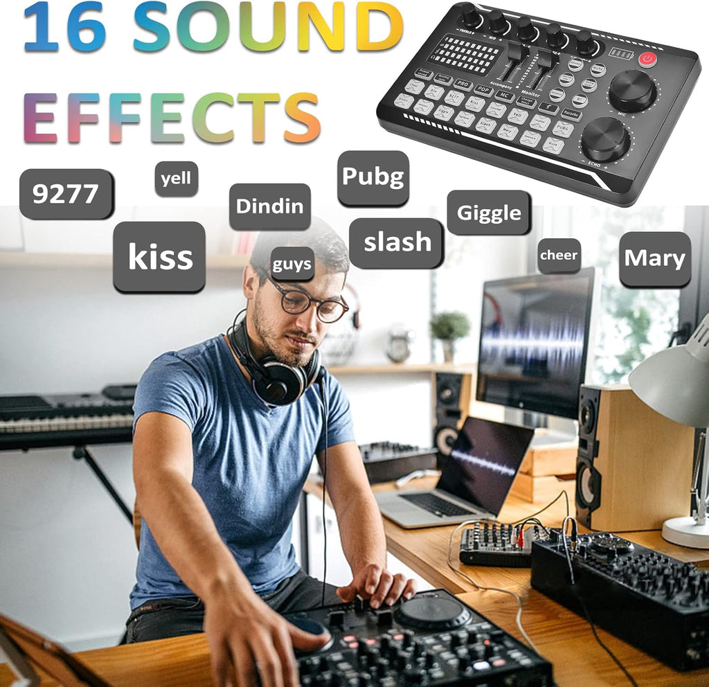 Audio Interface with DJ Mixer and Sound Card Microphone D452