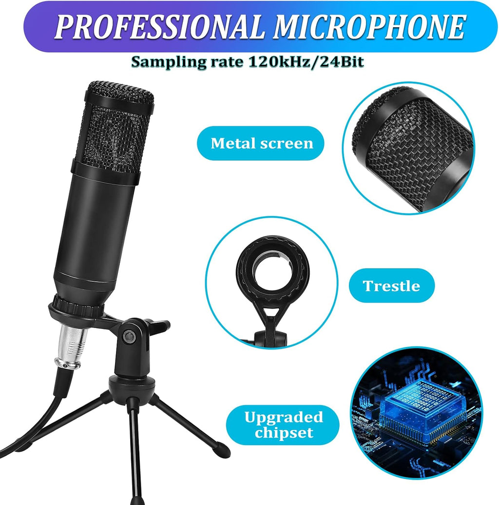 Audio Interface with DJ Mixer and Sound Card Microphone D452