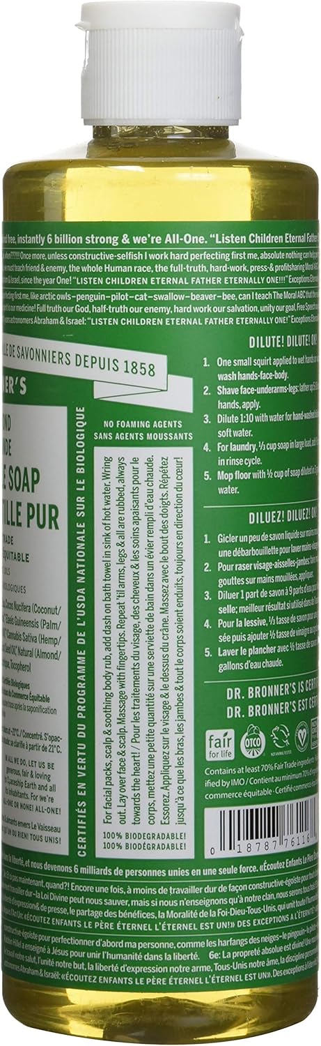 18-in-1 Hemp Almond Pure-Castile Liquid Soap, 1 Pound J18148
