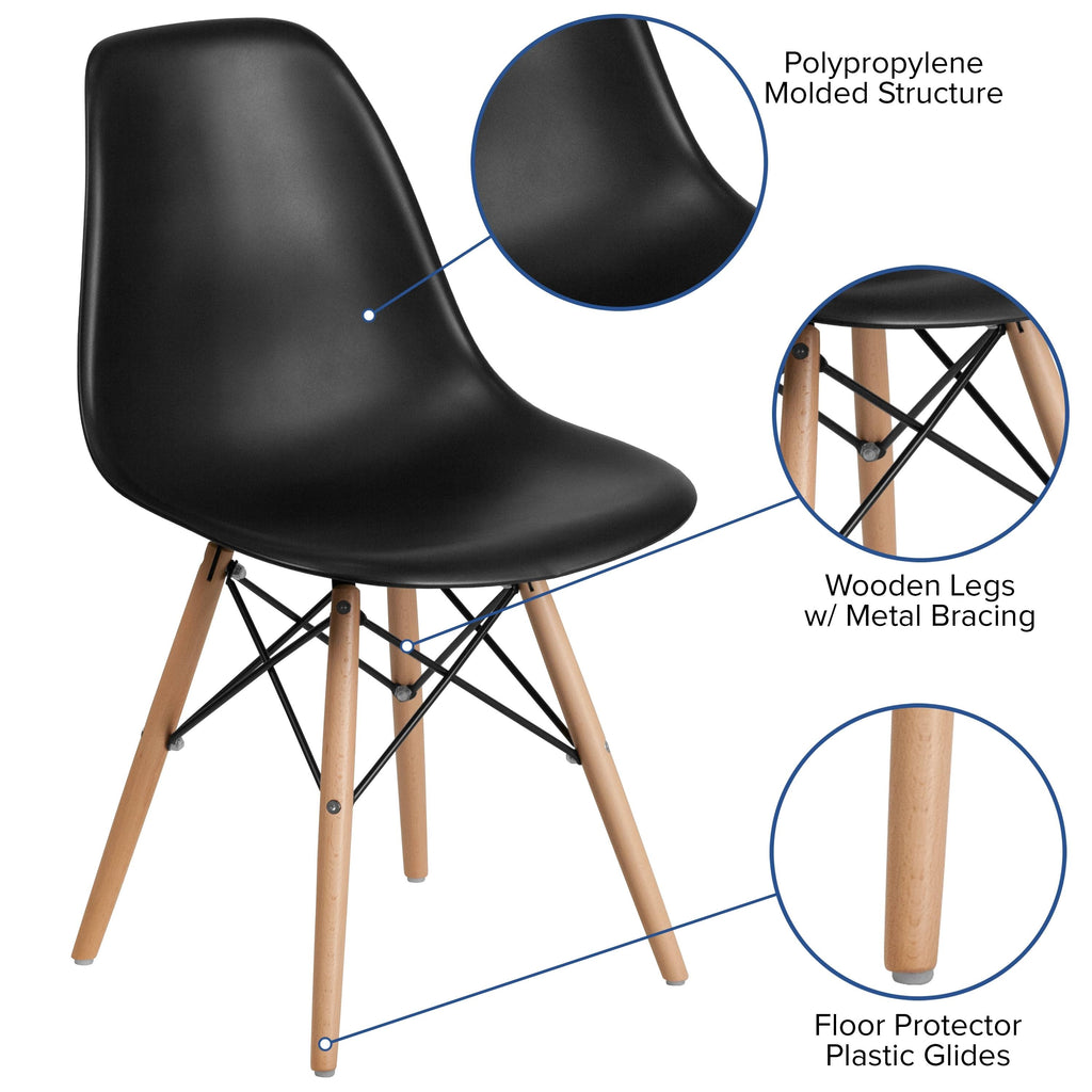 Gray Plastic Chair with Wood Base O81903