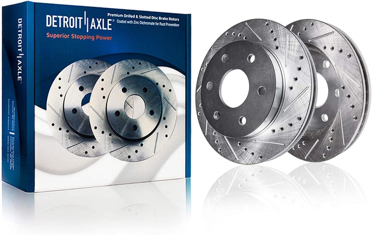 12 Front & Rear Drilled & Slotted Rotors + Ceramic Pads 10pc Set T925