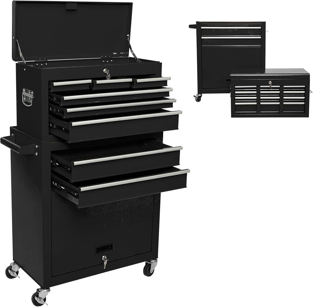 8 Drawer Rolling Tool Chest Detachable Tool Cabinet with Wheels and Lock Blue M782