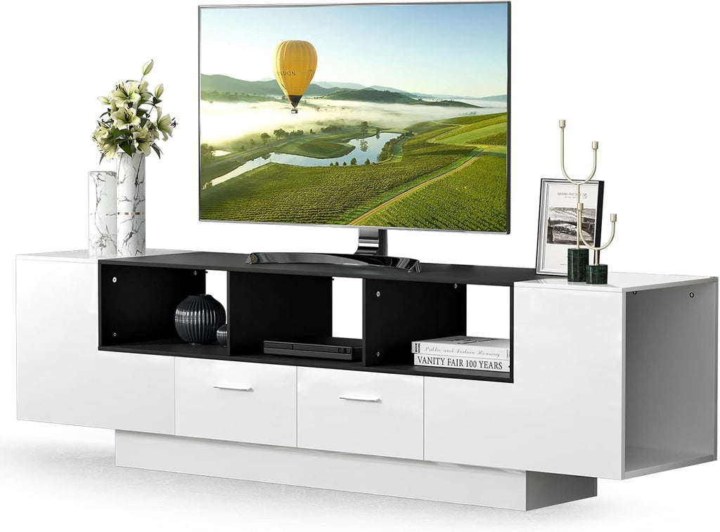 70 Inch Black & White Glossy TV Stand I508
