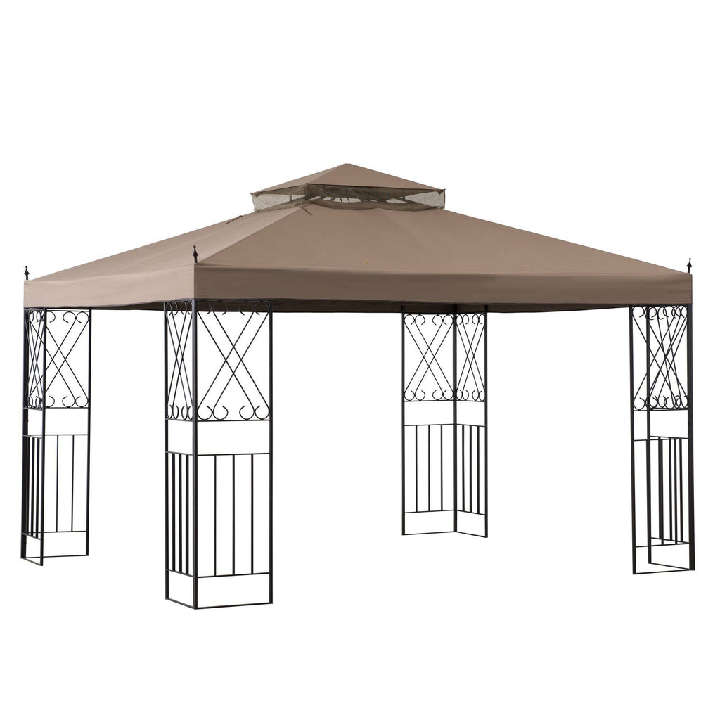 10 ft. x 12 ft. Steel Gazebo with 2-Tier Khaki Canopy C930