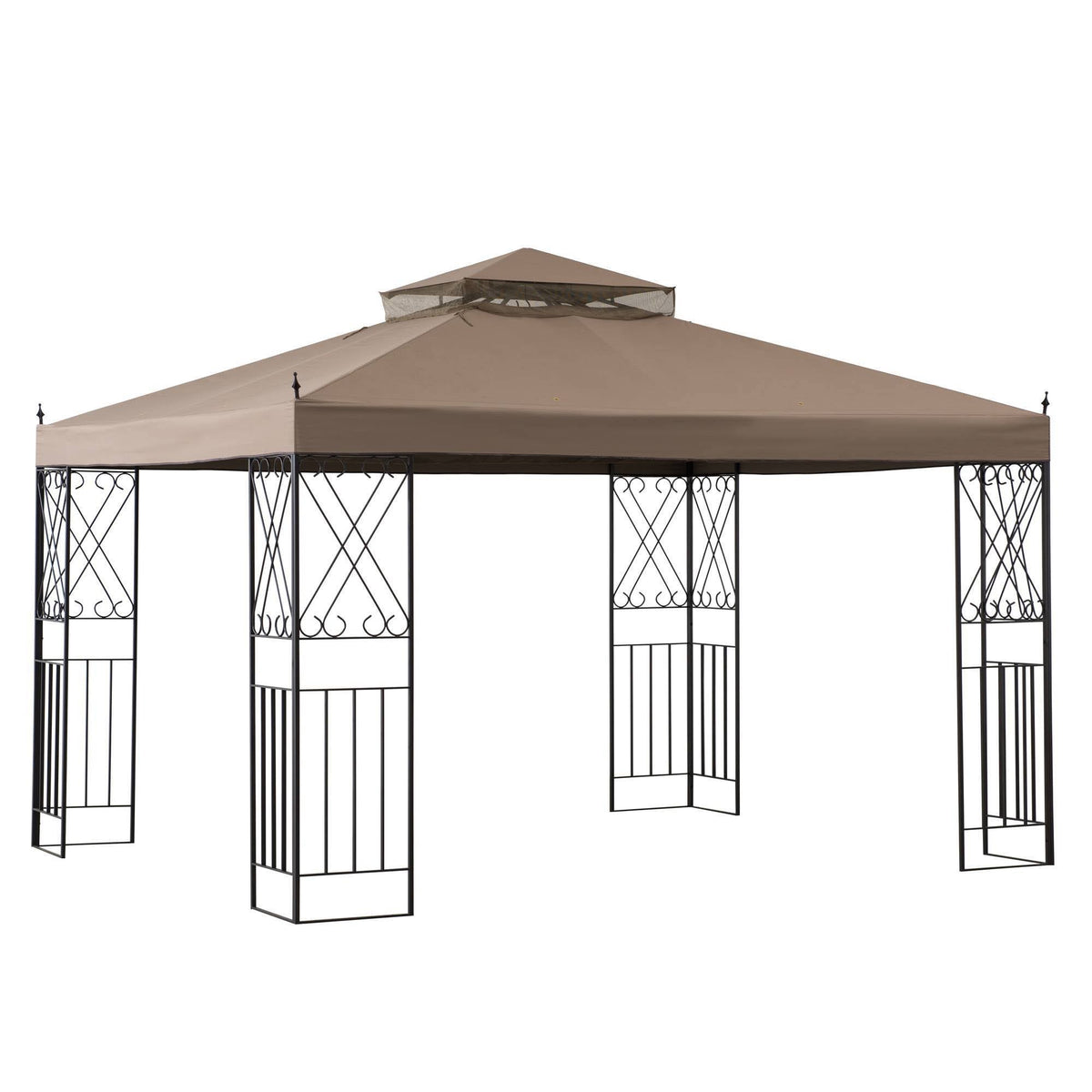 10 ft. x 12 ft. Steel Gazebo with 2-Tier Khaki Canopy C930