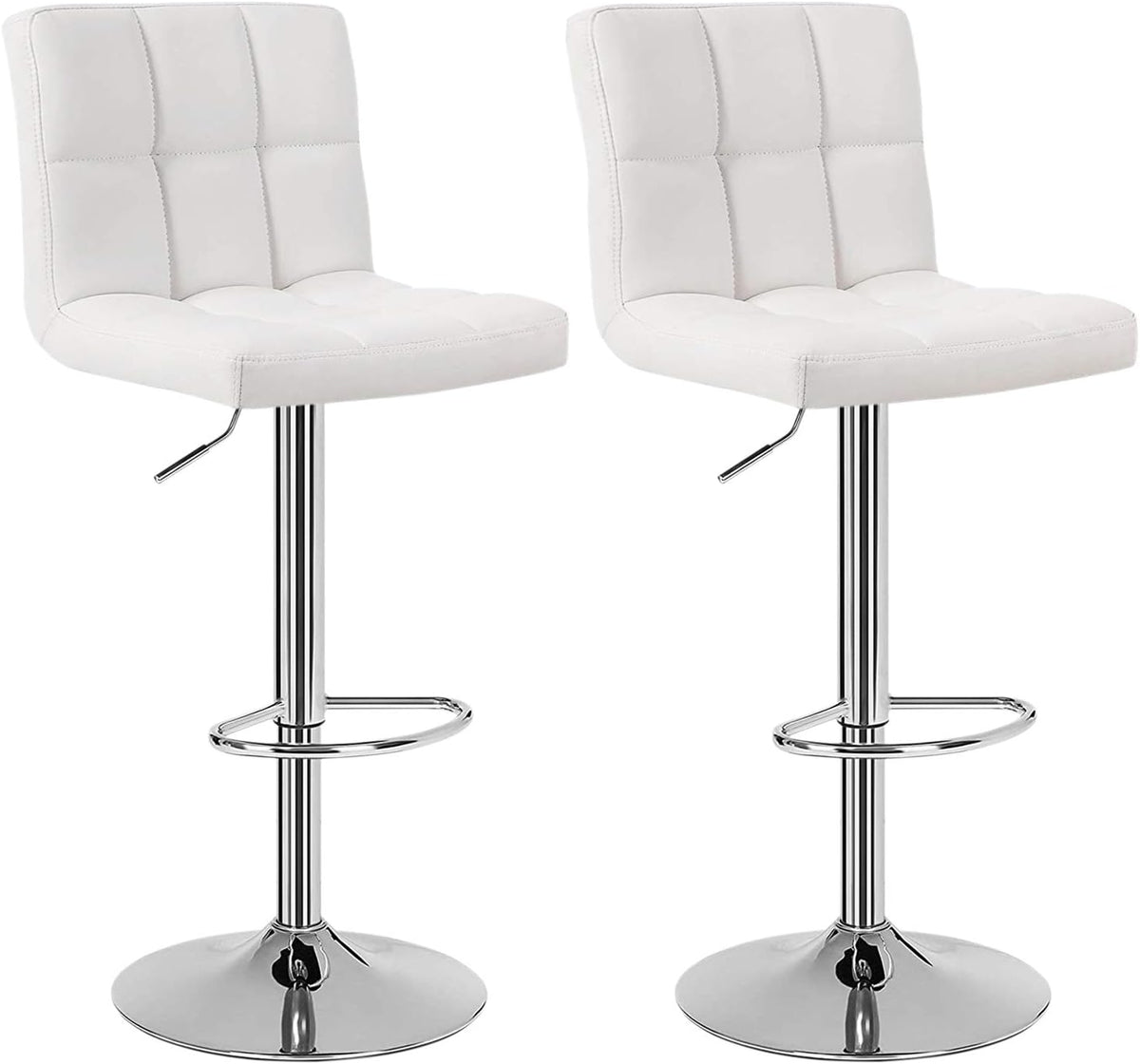White Set of 2 Swivel Adjustable Bar Stools with Arms R614134