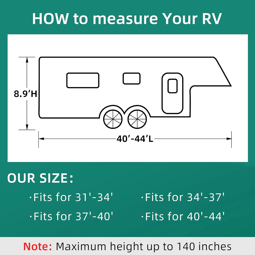 40'- 44'L 3 Layers Polypro Anti-UV Waterproof Breathable Ripstop Camper Cover F732
