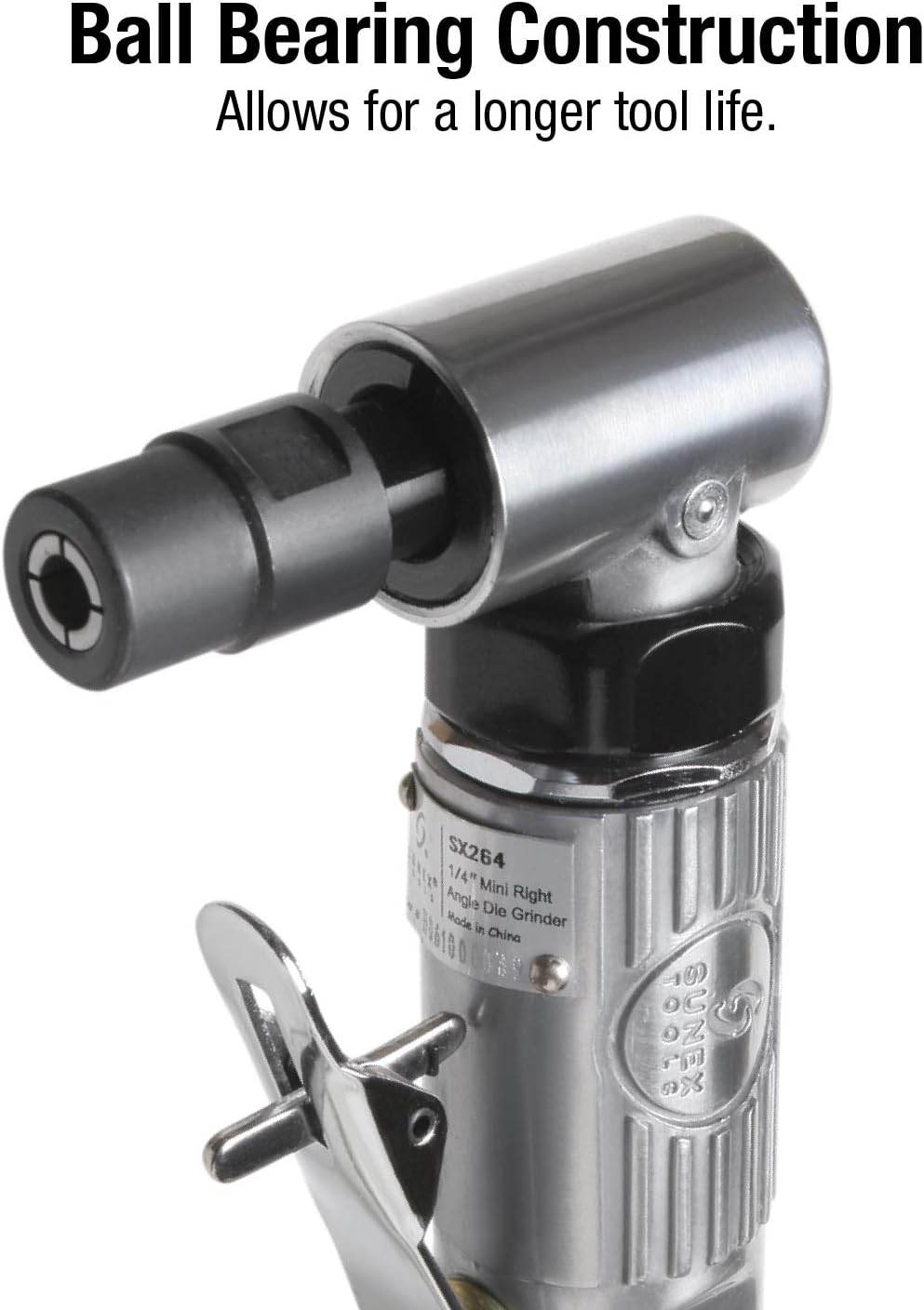 1/4 Inch Drive Mini Right Angle Air Die Grinder Kit with Storage Case I656