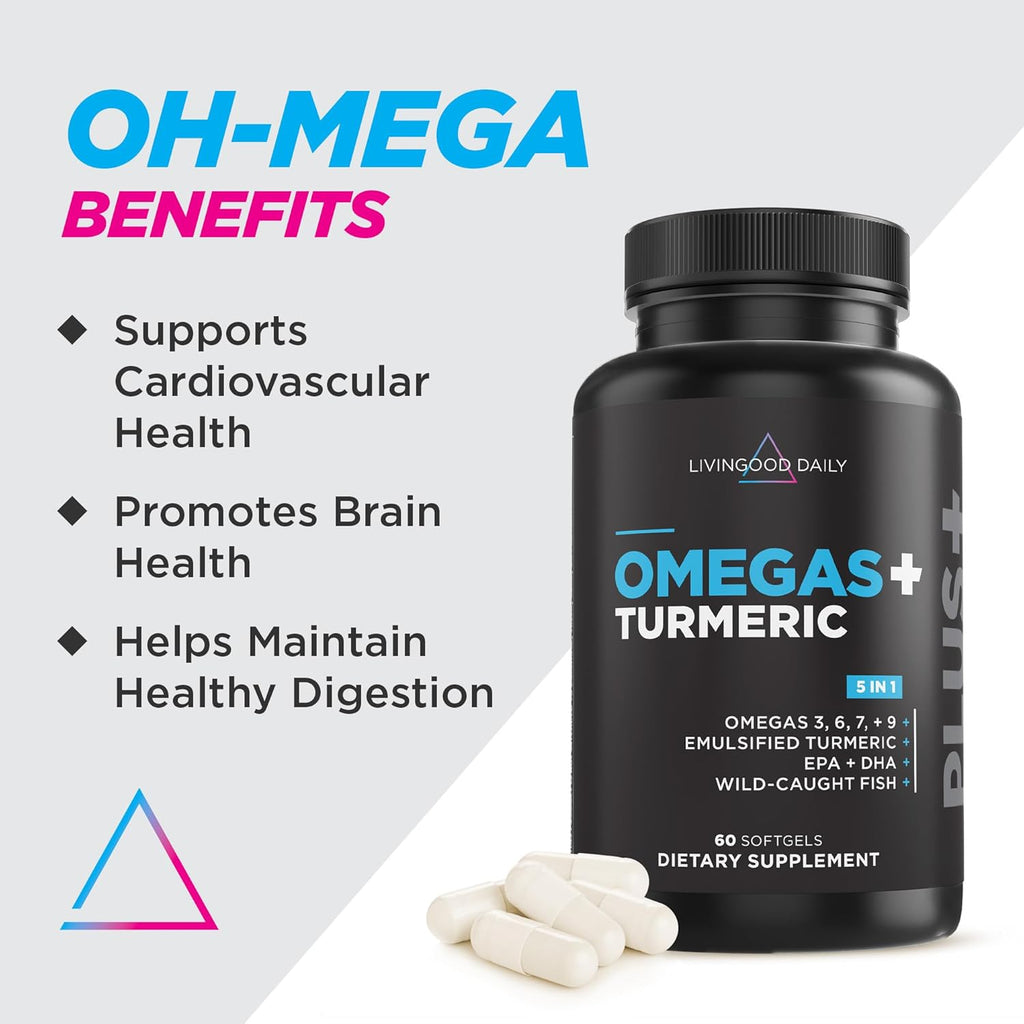 Omega 3 6 9 Plus Turmeric Curcumin Supplement 60 Softgels W84935