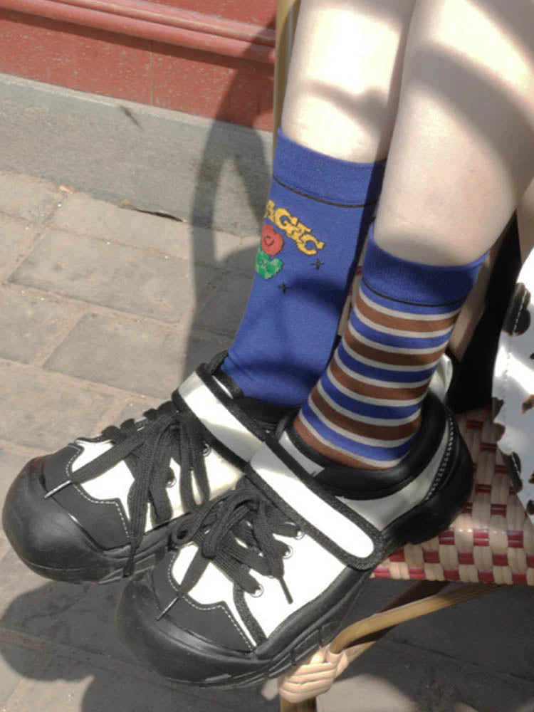 Cute Cartoon Pattern Color Block Socks A22481