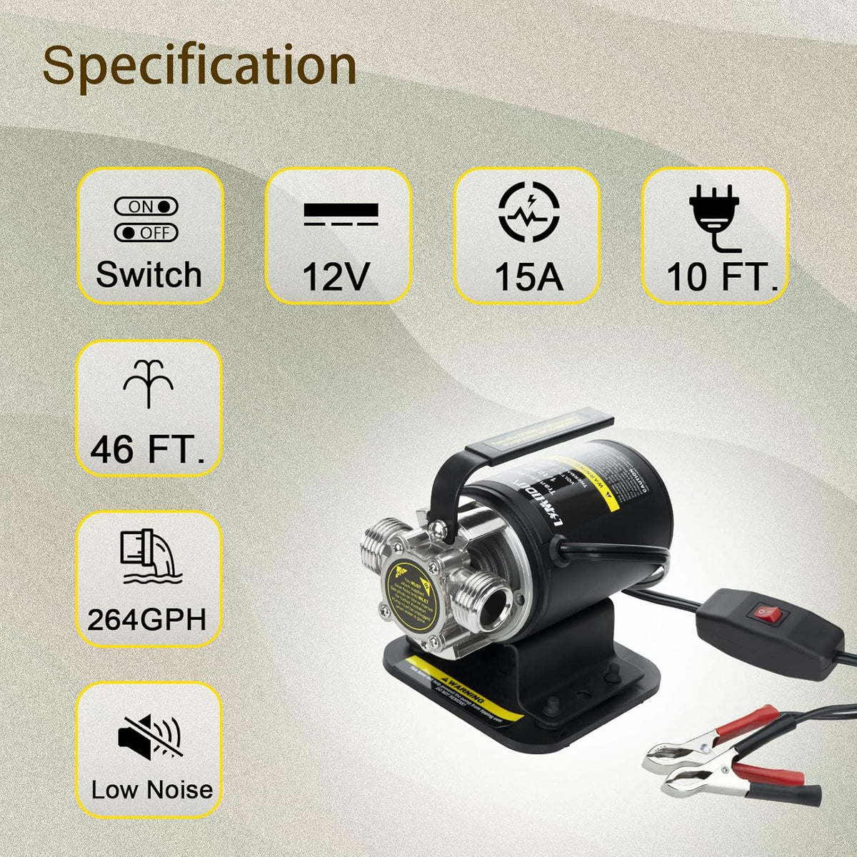 12V Portable Self-Priming Water Transfer Pump with Suction Hose Kit N482369