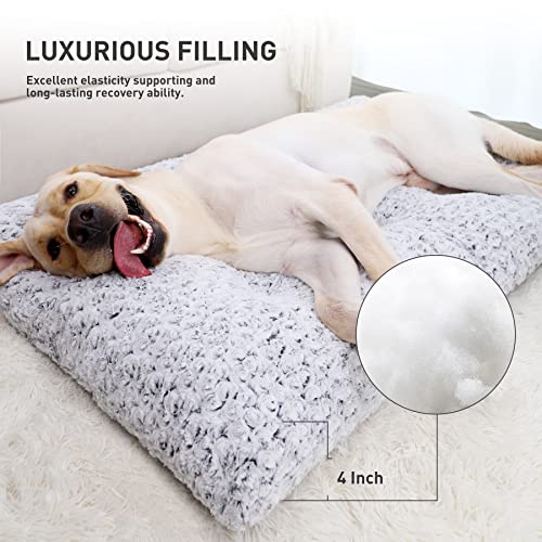 Washable Plush Dog Crate Bed, 35" x 23", Gray J7727