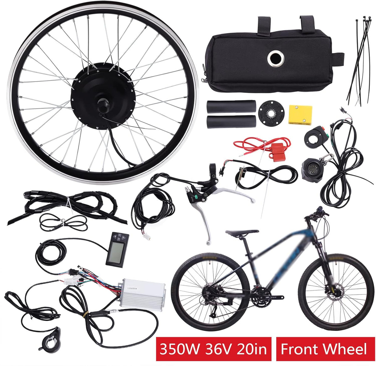 36V 350W Front Wheel Hub Motor Electric Bike Conversion Kit with LCD Display S4355