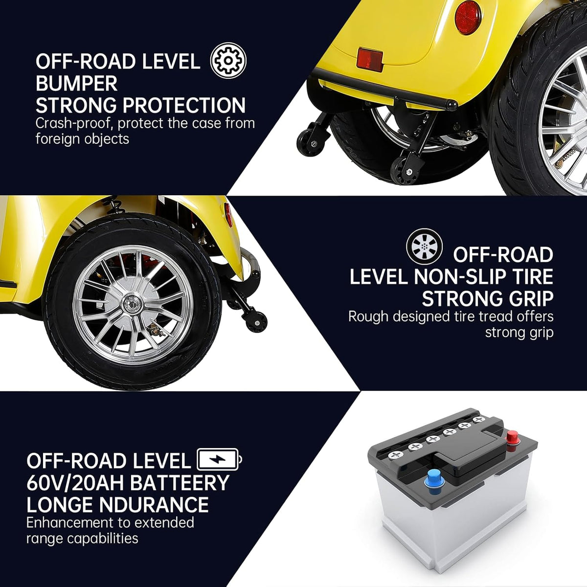 Yellow 4 Wheel Mobility Scooter 500lbs Capacity R503