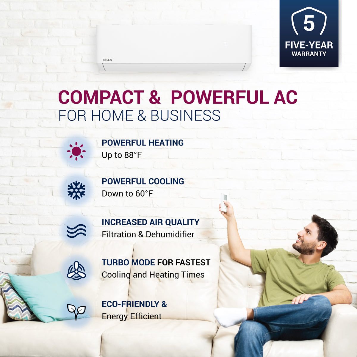 12,000 BTU Mini Split AC with Heat Pump H1006