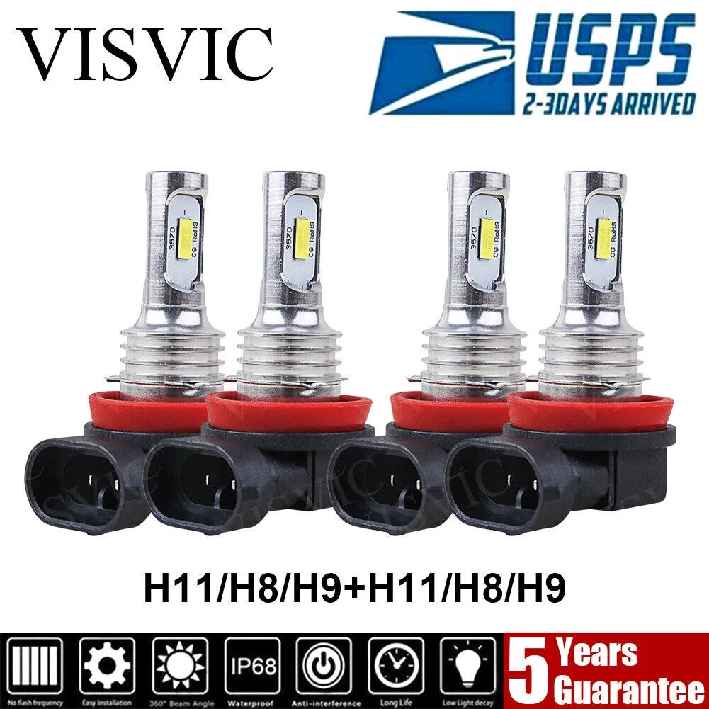 White LED Headlight Bulbs Combo H9 H11 H4451