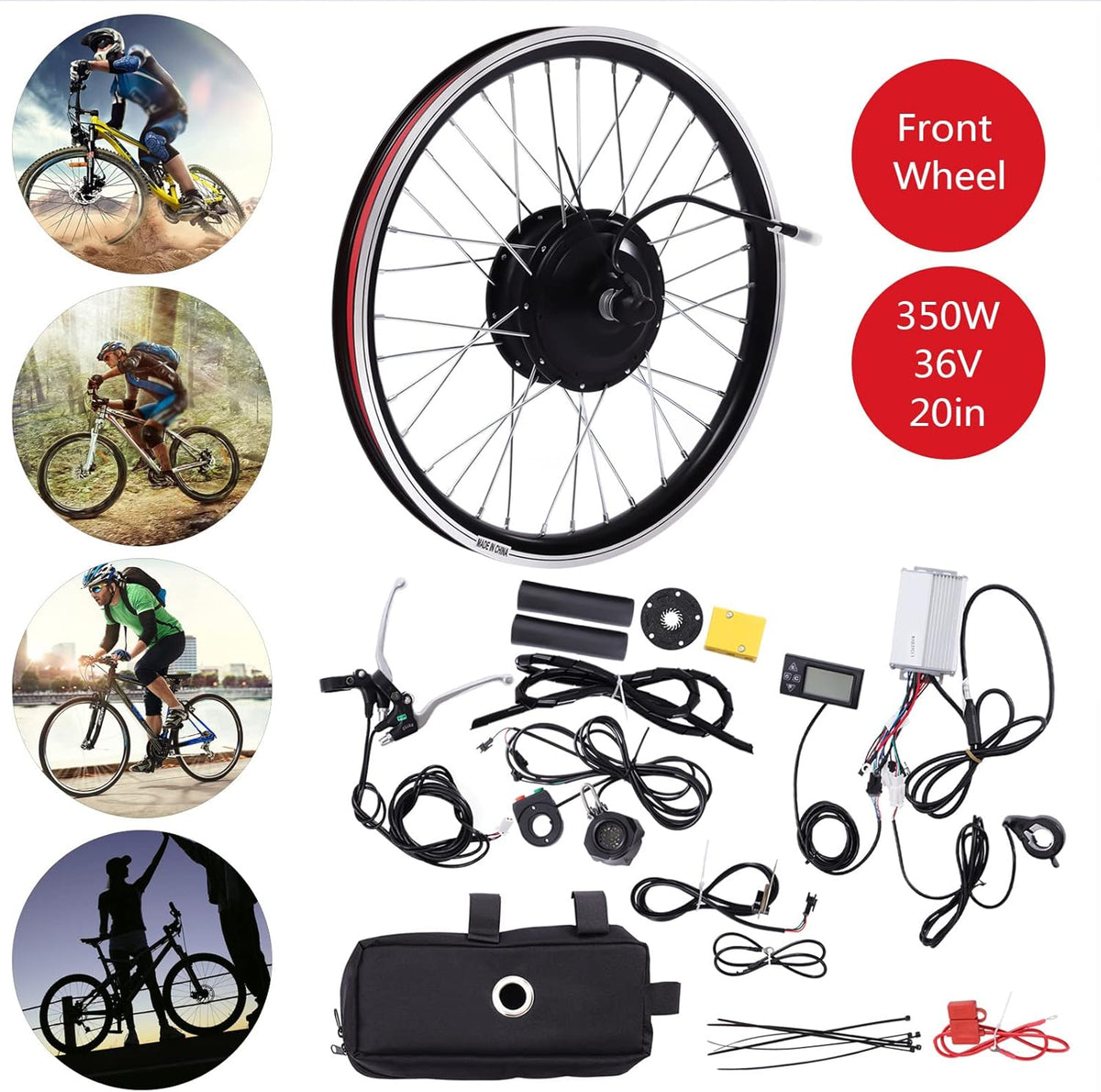 36V 350W Front Wheel Hub Motor Electric Bike Conversion Kit with LCD Display S4355