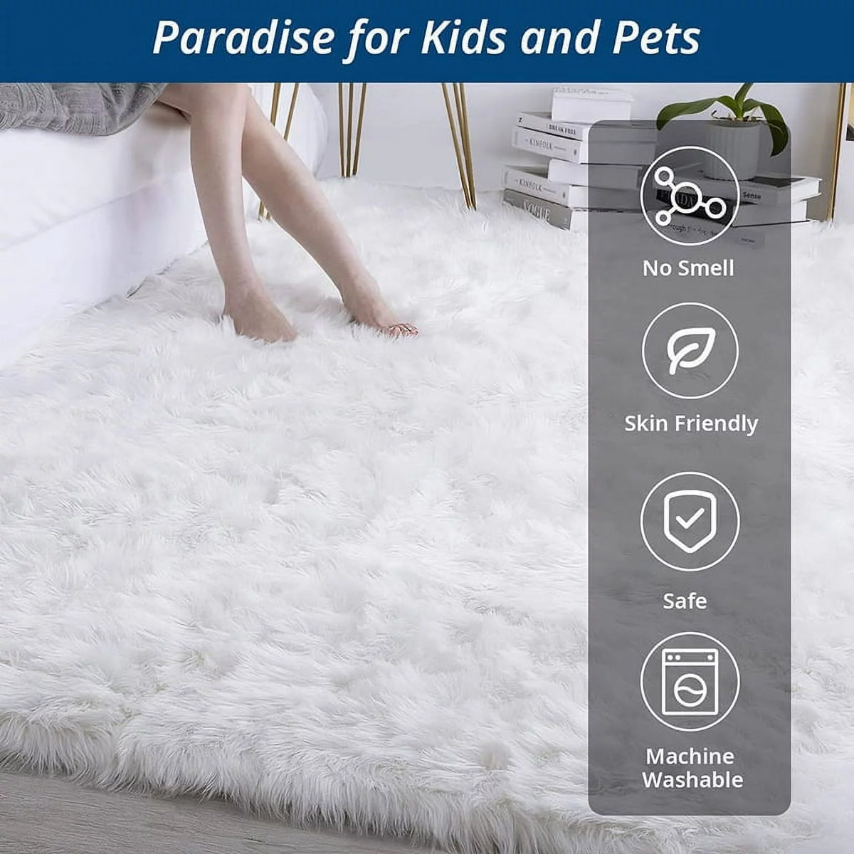 White 4x6 Ft Faux Sheepskin Fluffy Shaggy Rug O655