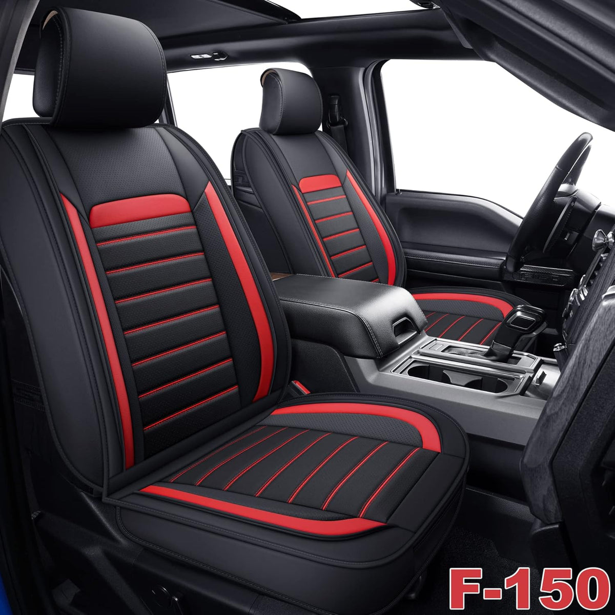 Gray Faux Leather Full Set Pickup Truck Seat Covers R8254