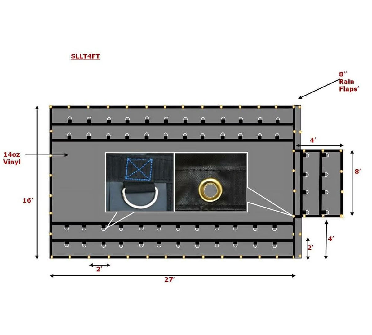 14oz Steel Tarp 16' x 27' with Flap L28347