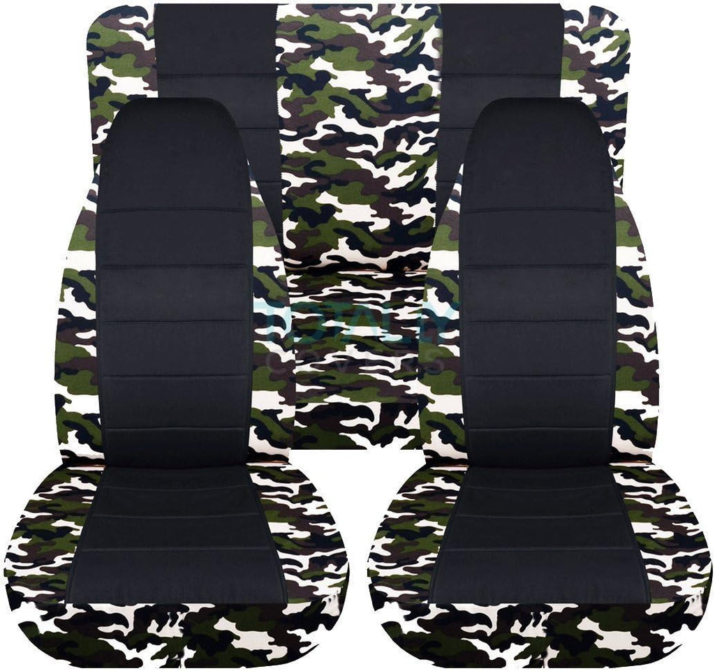 Camo & Black Seat Covers Full Set Front Rear 2-Door Z33889