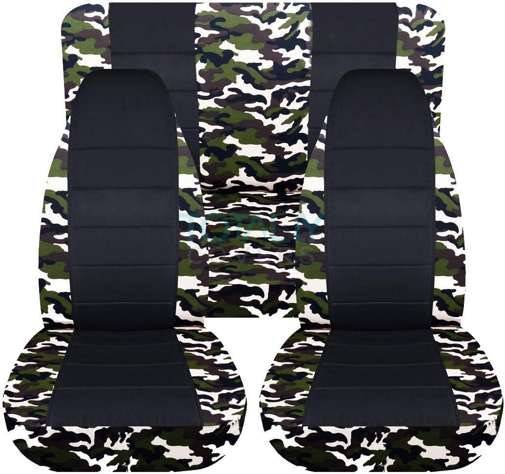 Camo & Black Seat Covers Full Set Front Rear 2-Door Z33889