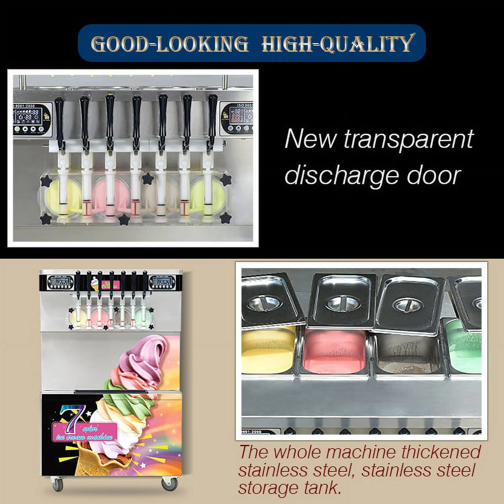 Soft Serve Ice Cream Machine with Transparent Dispenser R3373