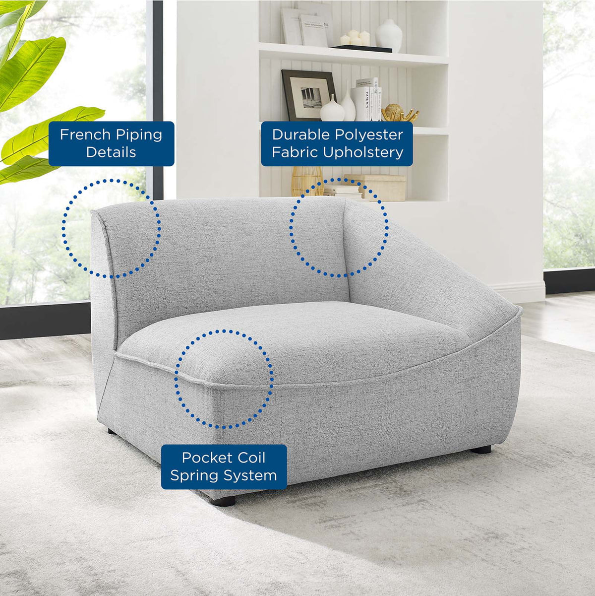 Light Gray Sectional Sofa Chair V9175