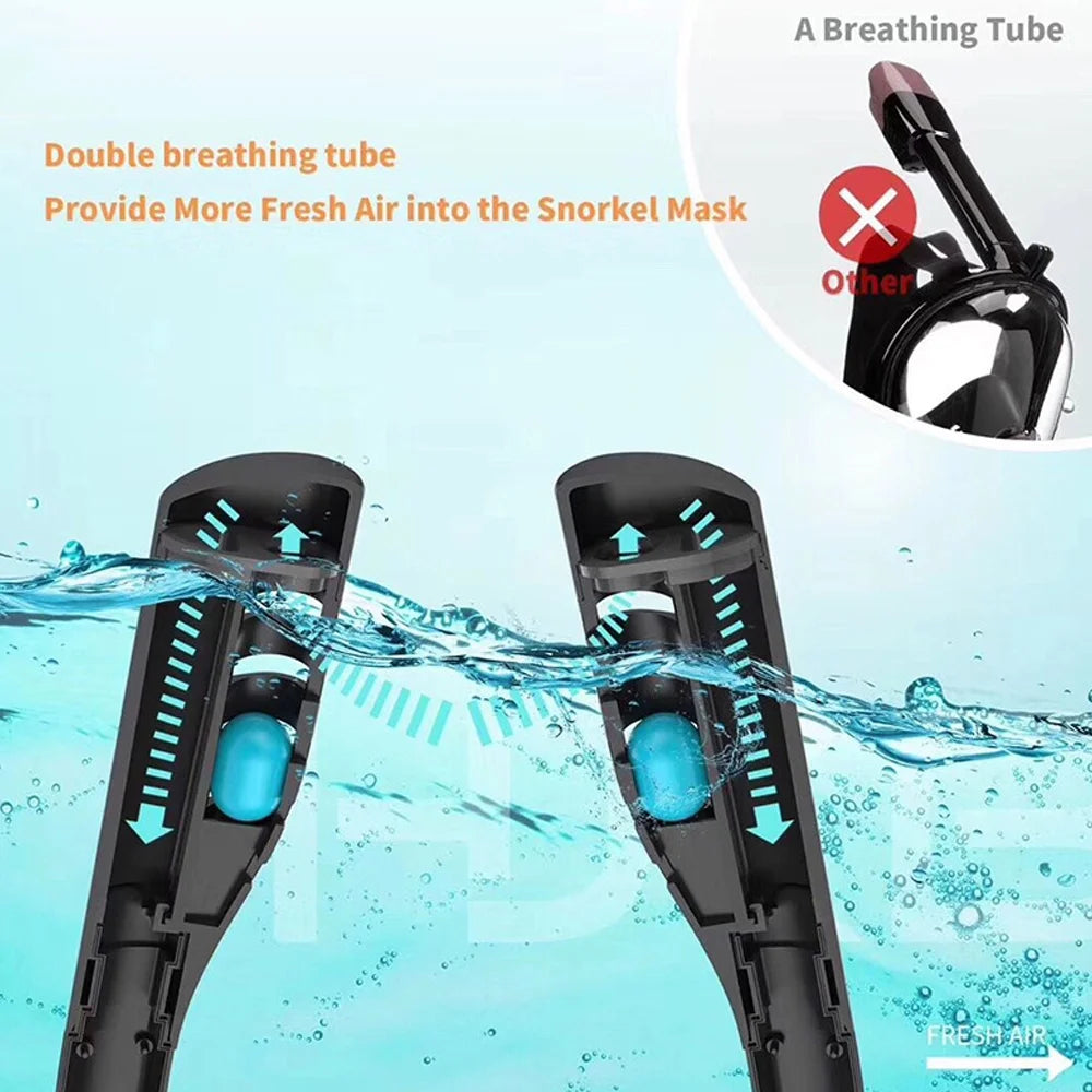 Snorkeling Diving Goggles with Double Tube Silicone B6650