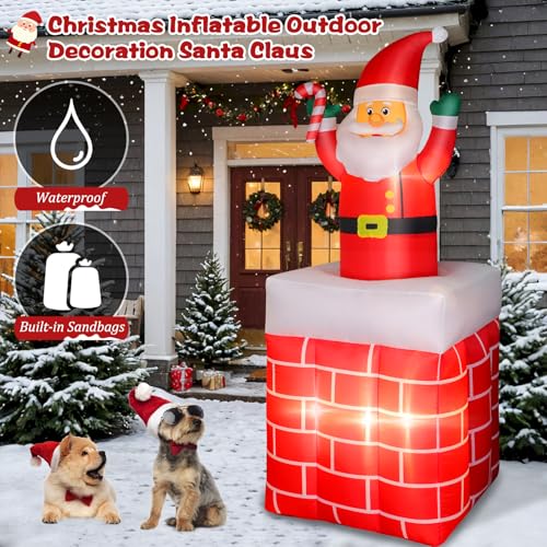 8 FT Christmas Inflatable Santa Claus with Gift Bag and LED Lights R4379