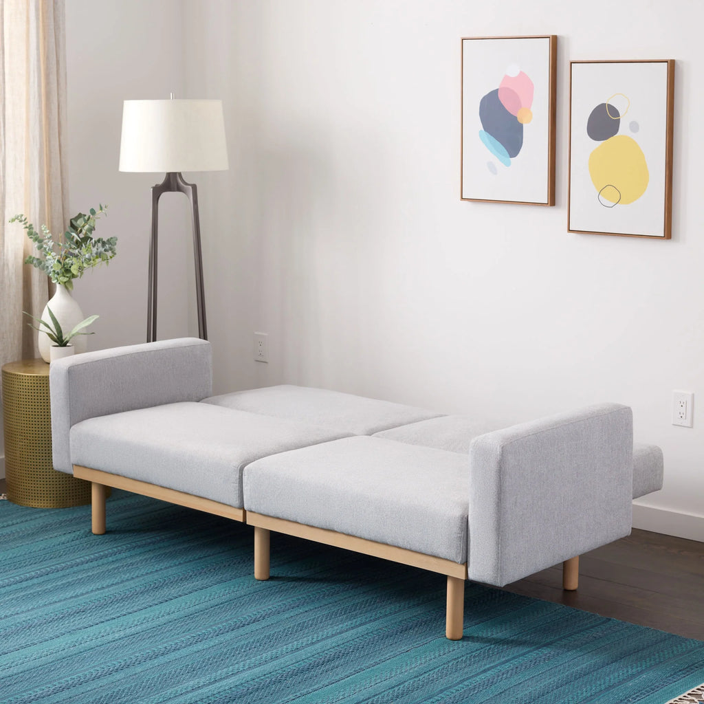 Light Gray Upholstered Wood Base Futon L87162
