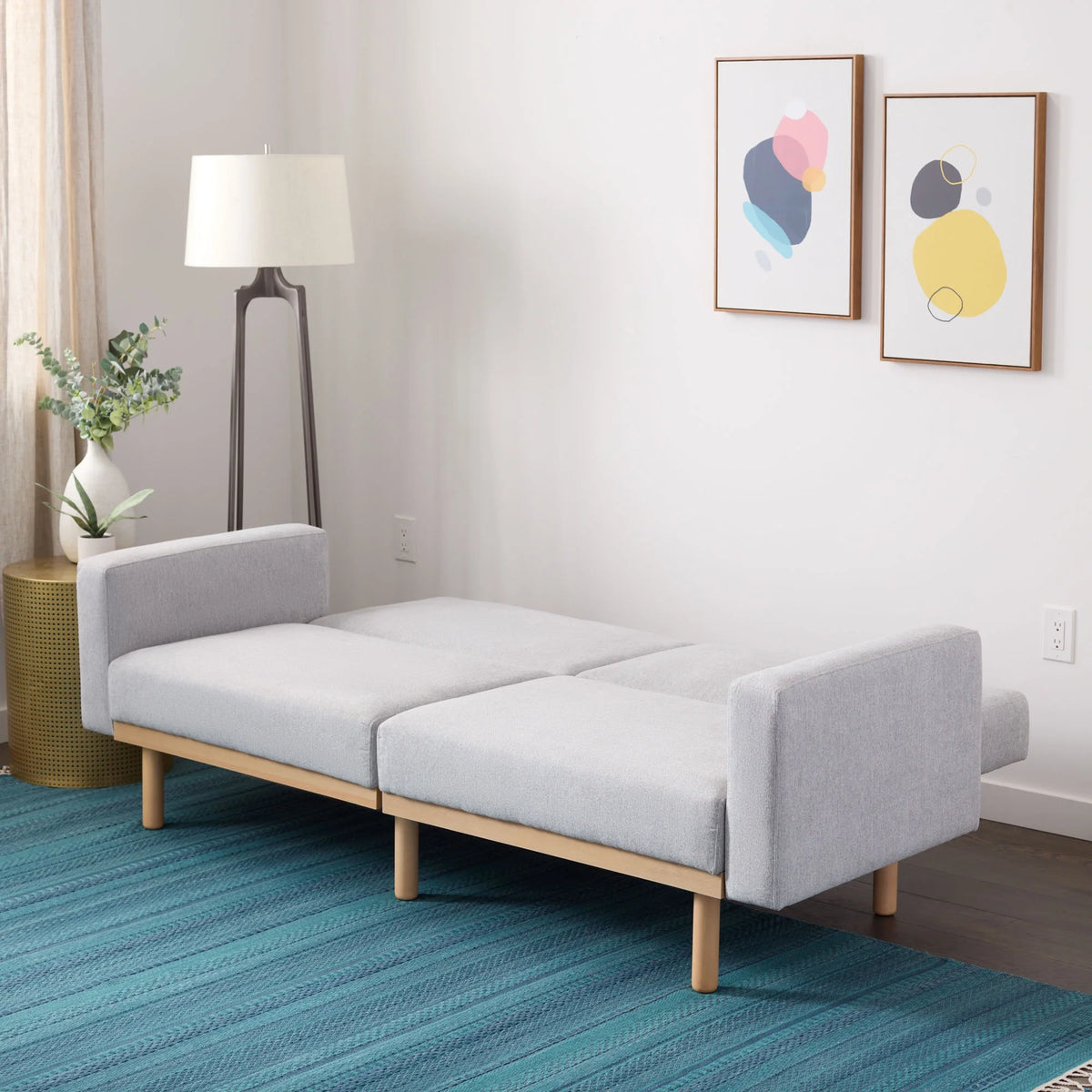 Light Gray Upholstered Wood Base Futon L87162