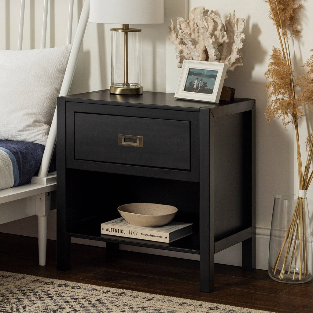 Walnut 1-Drawer Nightstand T1369